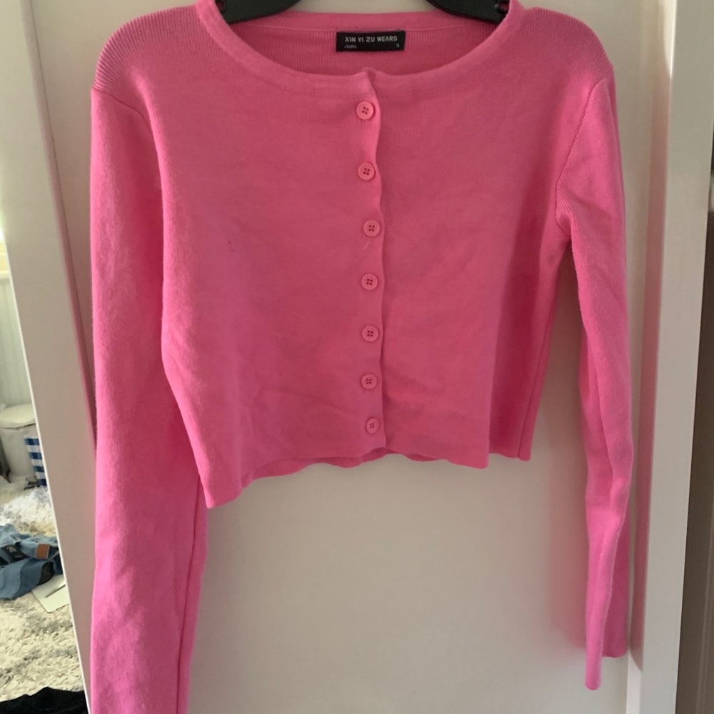 hot pink cropped sweater